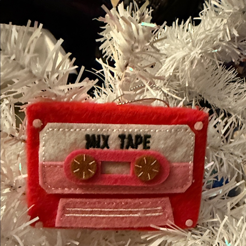 NWT Retro Mix Tape Felt Ornaments 3.5 x 2.5” set of 4 remember those cassettes?